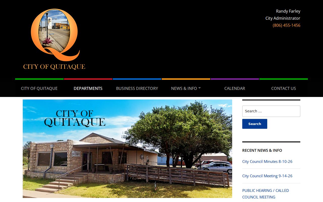 Quitaque, Briscoe County warrant records, city administrator and department contacts